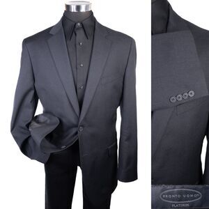 PRONTO UOMO Sport Coat Blazer Sz 46L Charcoal Gray Wool Casual Suit Jacket EUC